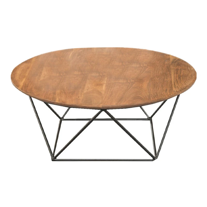 MOVVA Coffee Table d.90x36 Acacia Natural Finish (Black Paint)