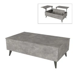 Roy Megapap coffee table with melamine polymorphic concrete grey color 121x69x40cm. Roy Megapap coffee table with melamine polymorphic concrete grey color 121x69x40cm.