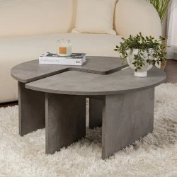 Moira Megapap melamine coffee table in concrete grey color Ø90x41cm. Moira Megapap melamine coffee table in concrete grey color Ø90x41cm.