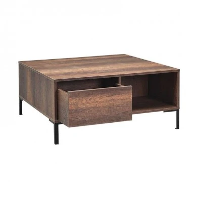 Τραπεζάκι σαλονιού Slide Megapap χρώμα καρυδί 90x90x42εκ.