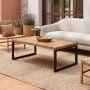 Tampa coffee table with black metallic legs and acacia surface in natural color 115x60x40cm.