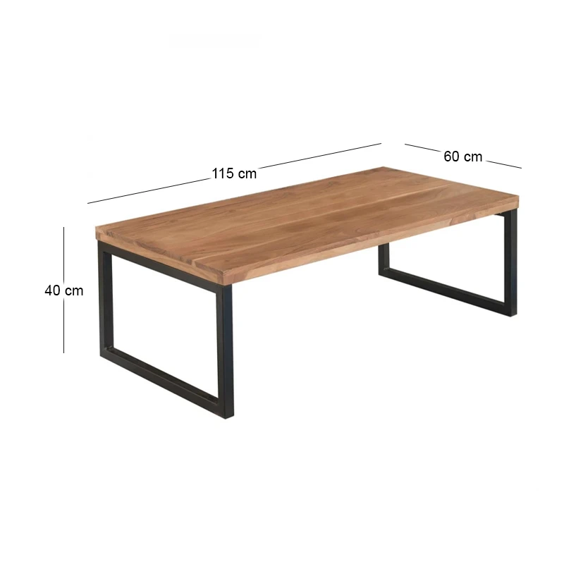 TAMPA Coffee Table 115x60 Acacia Natural Finish (Black Paint)