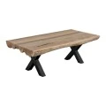 VILLAGE Coffee Table 118x60x40 Acacia Natural Finish (Black Paint)