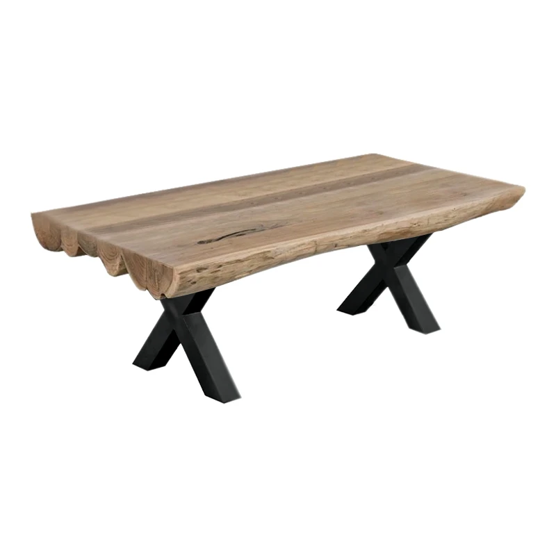 VILLAGE Coffee Table 118x60x40 Acacia Natural Finish (Black Paint)
