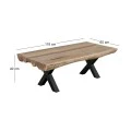 VILLAGE Coffee Table 118x60x40 Acacia Natural Finish (Black Paint)