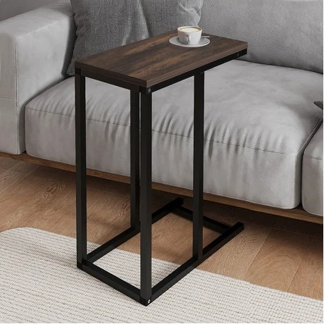 Agiro Megapap melamine - metal side table in rustic walnut color 45.7x25.5x62.9cm.