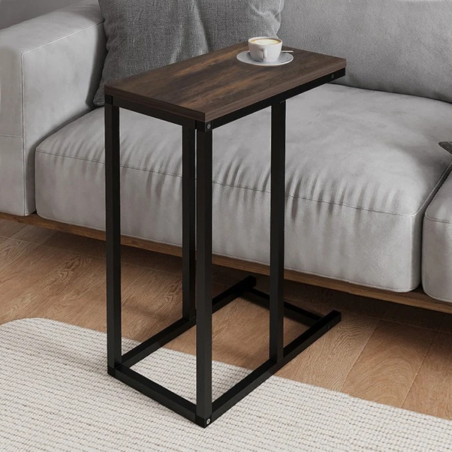 Agiro Megapap melamine - metal side table in rustic walnut color 45.7x25.5x62.9cm.
