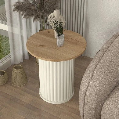 Bohema Megapap melamine side table in ivory - sepet oak color Ø50x53,2cm.