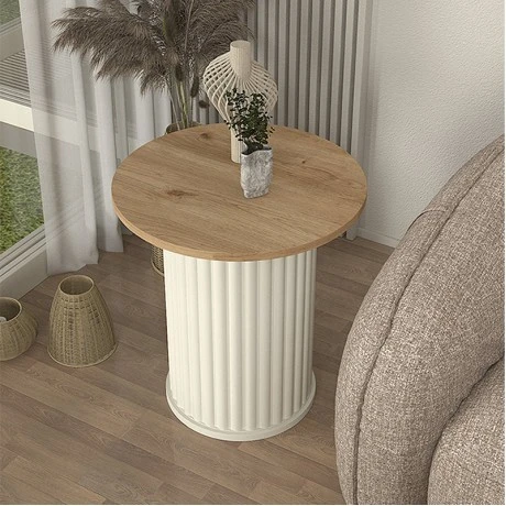 Bohema Megapap melamine side table in ivory - sepet oak color Ø50x53,2cm.