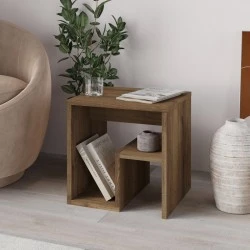 Bon Megapap melamine side table in light walnut color 40x35x40cm.