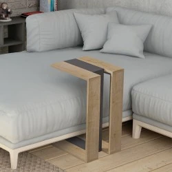 Muju Megapap melamine side table in natural beech/anthracite color 30x40x57cm.