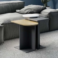 Τραπεζάκι βοηθητικό Mund Megapap χρώμα φυσικό οξιάς/ανθρακί/λευκό 50x27x46εκ.