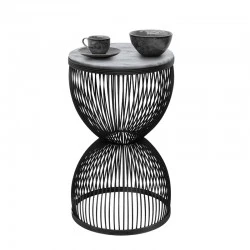Stella Megapap metal - MDF side table in black - white marble effect color Ø34,5x56,5cm. Stella Megapap metal - MDF side table in black - white marble effect color Ø34,5x56,5cm.