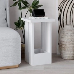 Tasos Megapap melamine side table in white color 30x30x50.3cm.