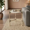 Wooden - plastic side table in beige color Φ46x53cm.