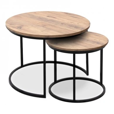 Gary Megapap Mdf/metallic coffee tables in acacia color 65x65x44cm.