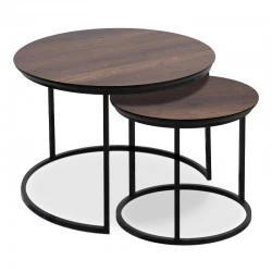 Gary Megapap Mdf/metallic coffee tables in walnut color 65x65x44cm. Gary Megapap Mdf/metallic coffee tables in walnut color 65x65x44cm.