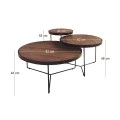 BOB Set-3 Coffee Tables Steel Black/Walnut