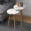 Roma Megapap side table set of 2 in white marble color Ø34x46cm.