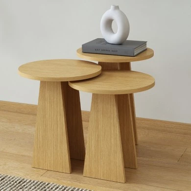 Como Megapap nesting side table set of 3 in oak color