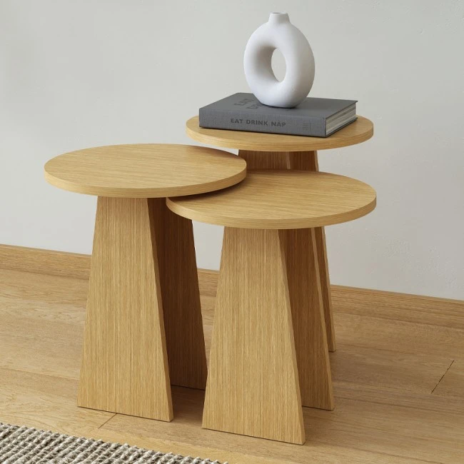 Como Megapap nesting side table set of 3 in oak color