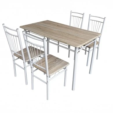 Dining set Roza I pakoworld 5pcs in natural color with white metal legs 110x68x75cm