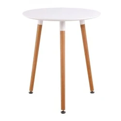 Τραπέζι Art MDF χρώμα λευκό - ξύλινο φυσικό πόδι Φ60x70εκ. Τραπέζι Art MDF χρώμα λευκό - ξύλινο φυσικό πόδι Φ60x70εκ.