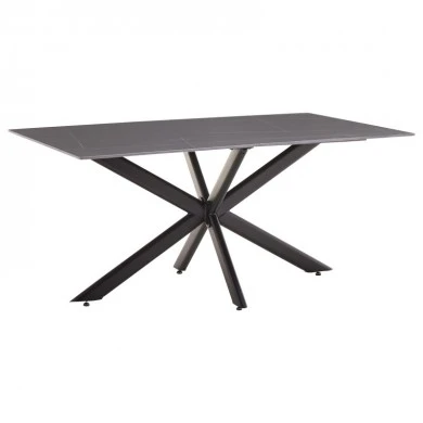 Dinning table Bethan pakoworld sintered stone grey cement - metal black leg design 180x90x75cm