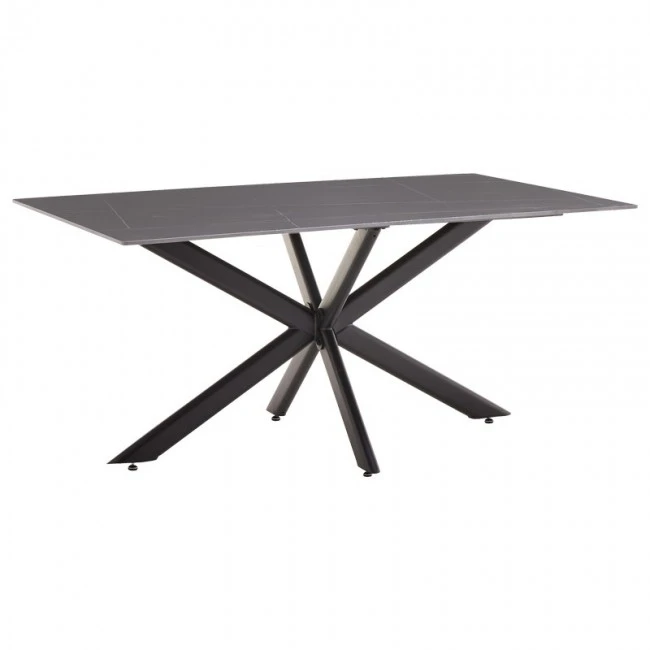 Dinning table Bethan pakoworld sintered stone grey cement - metal black leg design 180x90x75cm