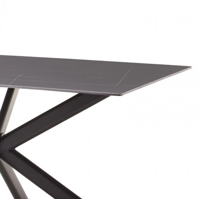 Dinning table Bethan pakoworld sintered stone grey cement - metal black leg design 180x90x75cm