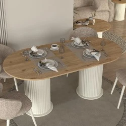 Bohema Megapap melamine dining table in ivory - sepet oak color 180x90x77,7cm. Bohema Megapap melamine dining table in ivory - sepet oak color 180x90x77,7cm.