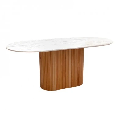 Borno Megapap MDF table in black - white marble effect color 180x89x75cm.