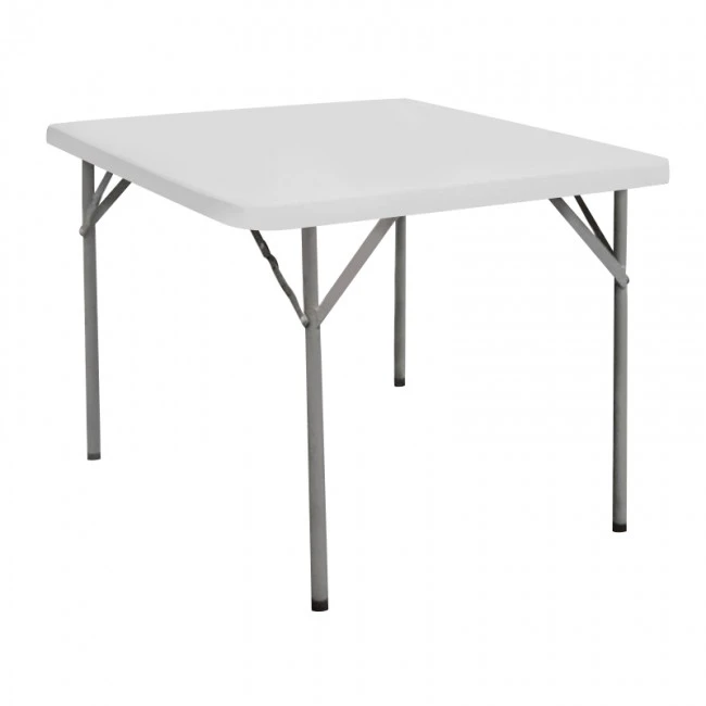 Τραπέζι catering πτυσσόμενο με μεταλλικό σκελετό και επιφάνεια πολυπροπυλενίου HDPE σε χρώμα λευκό 86x86x74εκ