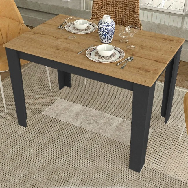 Darlen Megapap melamine dinner table in anthracite - sapphire oak color 110x72x74cm.