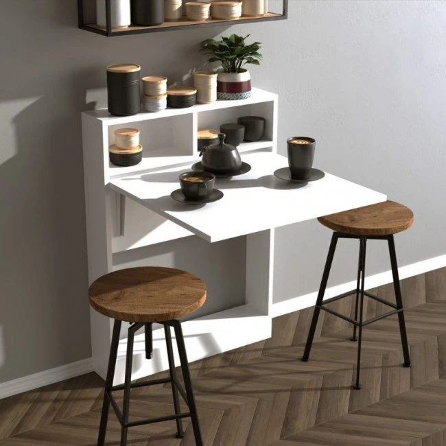 Bracke Megapap melamine wall mounded folding table in white color 70x15x96cm.