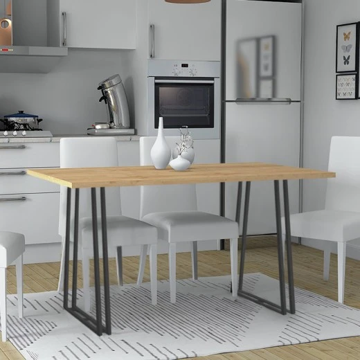 Τραπέζι Gable Megapap χρώμα φυσικό οξιάς - ανθρακί 140x80x76εκ.