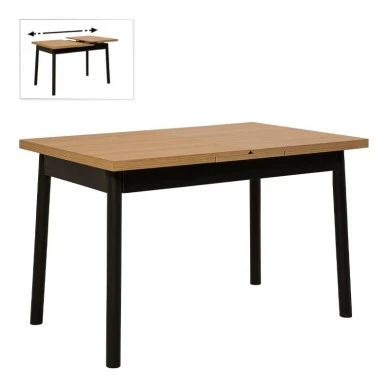 Jemmy Megapap melamine extendable table in natural - black color 120/153x75x77cm.