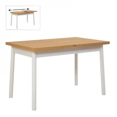 Jemmy Megapap melamine extendable table in natural - white color 120/153x75x77cm.
