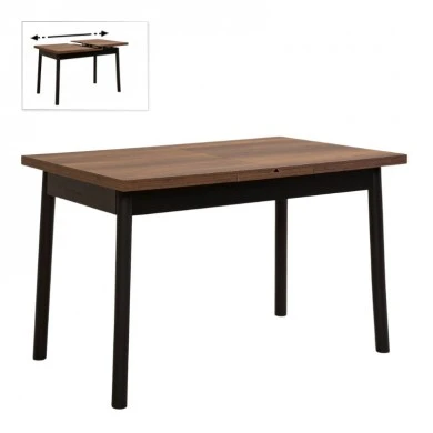 Jemmy Megapap melamine extendable table in walnut - black color 120/153x75x77cm.