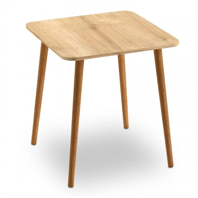 Kare Megapap melamine table in oak color 70x70x72cm.