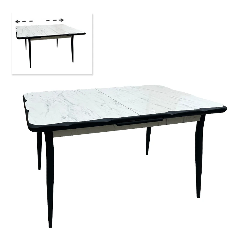 Karen Megapap MDF - metal table extendable color white - black 130/160x80x75cm.