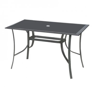 Aluminium table with tampered glass in anthracite color 147x87x71cm.