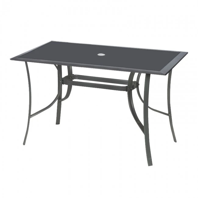 Aluminium table with tampered glass in anthracite color 147x87x71cm.