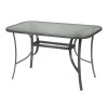 Metallic garden table with safety glass in anthracite color 120x70x72cm.