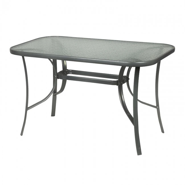 Metallic garden table with safety glass in anthracite color 120x70x72cm.