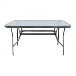 Τραπέζι κήπου μεταλλικό με tempered γυάλινη επιφάνεια χρώμα ανθρακί 120x70x70εκ.