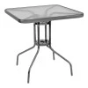 Metal garden table in anthracite color with tempered glass 70x70x72cm