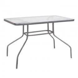 Metal garden table with tempered glass in anthracite color 100x65x70cm
