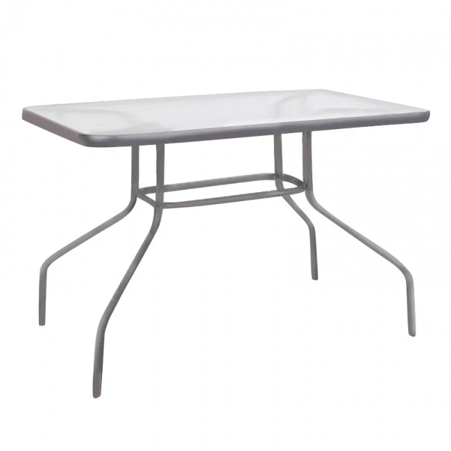 Metal garden table with tempered glass in anthracite color 100x65x70cm