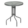 Metal garden table in antracite color with tempered glass Ø60x72cm